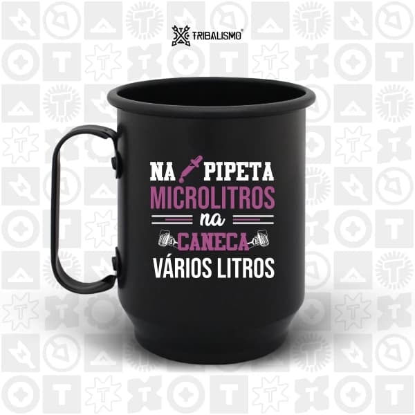 Na pipeta microlitros na caneca vários litros